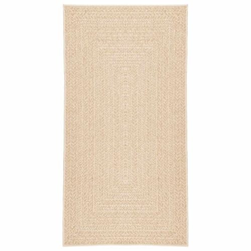 vidaXL Teppich ZIZUR Beige 60x110 cm Jute-Optik Indoor und Outdoor