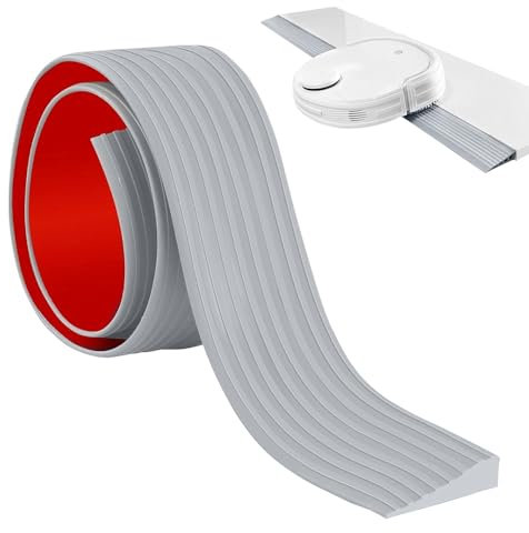 Riisoyu Türschwellenrampe, 5.5 x 1.6 x 100cm Schwellenrampe für Bodenübergänge Übergangsprofil Selbstklebend Türschwellenrampe aus Silikon Rutschfeste Bodenschwelle für Rollstuhl, Roboterstaubsauger