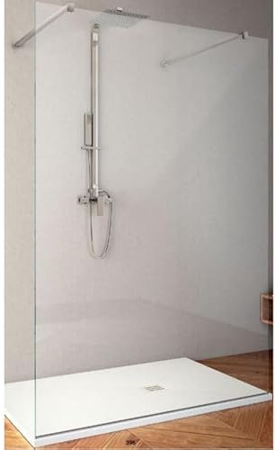 IMPALLI Box Doccia Walk In H200 CM Estensibile 108-110 Cm Reversibile Cabina Doccia Cristallo Temperato 8 Mm Finitura Cristallo Trasparente Bracci Estensibili (INOX SPAZZOLATO 110)