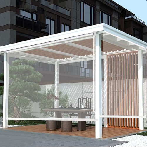 E ECATEE Outdoor Door Blinds,Waterproof Clear Pvc Roller Blinds,Rainproof Curtain Outdoor Pergola Roller Shade Blind for Gazebo,Balconie and Pavilion,40-160cm Width Optional (W100xH100cm/W39 xH39)