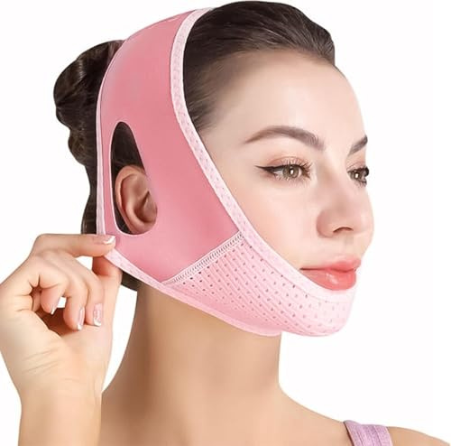 Återanvändbar V-linjemask, ansiktsbantningsbälte, V-ansiktsmask, dubbelhaka borttagare, lyftmask, dubbelhaka reducerare ansiktslyftning, bandage, V-formad slimming ansiktsmask