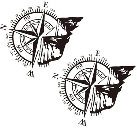 ULTECHNOVO 1 Satz Berg-kompass-aufkleber Autodekoration Sonnenschutz Für Die Windschutzscheibe Taschenkompass Catchring Wandverkleidung Auto Motor Aufkleber Wandtattoo Kompass Pvc Black 2st