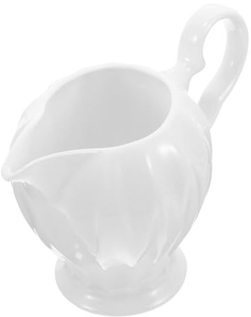 SECFOU Brocca Per Lattiera in Ceramica Bianca 160ml Beccuccio Morbido Manico Ergonomico, Distributore Di Panna e Latte Per Bar, Casa e Ristoranti, Multifunzione Per Salsa e Aceto