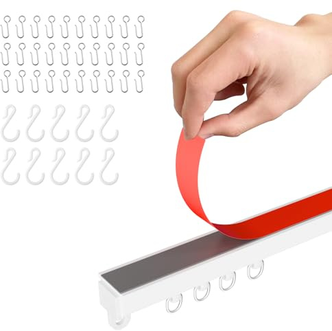 GONNRLY Adhesive Ceiling Curtain Track, Paste Type No Need to Drill, Suitable for Smooth Ceiling or Wall, Closets, Door and Window Frames, Meet Multi-Scenario and Multi-Functional Needs-3.32M/10.9FT