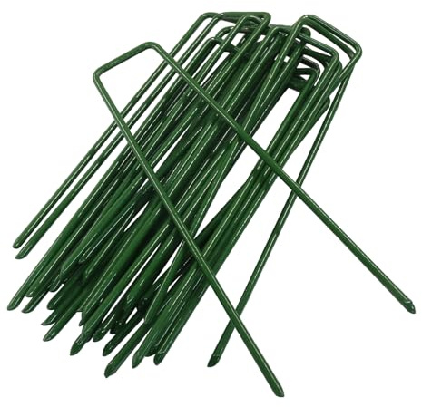 Jiozermi Lot de 20 agrafes galvanisées de 15,2 cm, piquets de jardin de calibre 11, piquets de barrière contre les mauvaises herbes, épingles SOD pour sécuriser les tentes, bâches et tissus