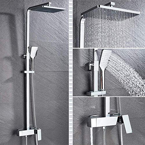 JESMVLPUTD Sistema de Ducha Cromado Tipo Lluvia, Grifo de Ducha de Pared con regadera giratoria, Juego de Ducha de Mano, Grifo Mezclador de baño Tipo Lluvia, Cromado