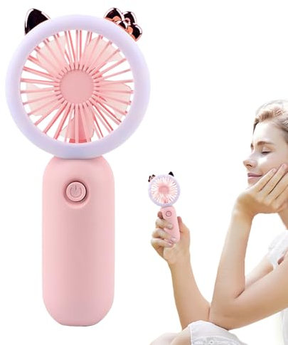 Ventilador portátil portátil, ventilador de mano portátil - Fans de dibujos animados silencio con luz,Gadget de enfriamiento portátil recargable USB