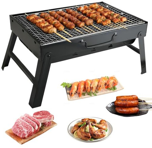 Barbecue - Barbecue a Carbonella & Griglia Barbecue, Acciaio Inox, Portatile, Resistente e Antiruggine, Ideale per Giardino, Balcone, Terrazza, Campeggio (L (43 x 29 x 23 cm))