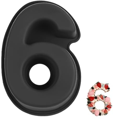 YXHZVON Kuchenform Zahlen Silikon Backform Zahl 6, Groß 3D Number Cake Zahlenbackform, Antihaftige DIY Motivbackformen für Kindergeburtstag, Hochzeit Jubiläum, Geburtstagstorte(Schwarz)