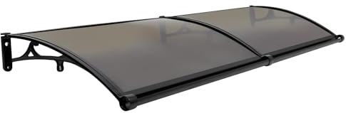 Marquesina para puerta de entrada de 200 x 60 cm, toldo de aluminio, toldo para puerta de casa, resistente a la lluvia y la nieve (negro)