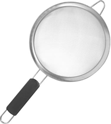 DINHEAROM Colador de Acero Inoxidable de Malla Fina Grande 304 con Mango Plástico Resistente Cedazo para Cocina y Filtrado de Alimentos Uso Doméstico Cedazo Colador de Jugos