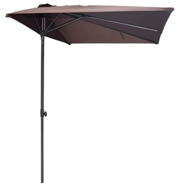 Ombrellone mezzo rettangolare da giardino, 2,5 x 1,3 m, regolabile in altezza, 5 stecche, per balcone, terrazza, portico, soluzione ombreggiante da parete per esterni