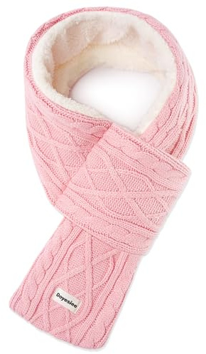 Doyesiee Kids Scarf for Girls Boys, Winter Long Fleece Plush Scarves Knitted Cross Tie Neck Warmer for Cold Weather (Pink)