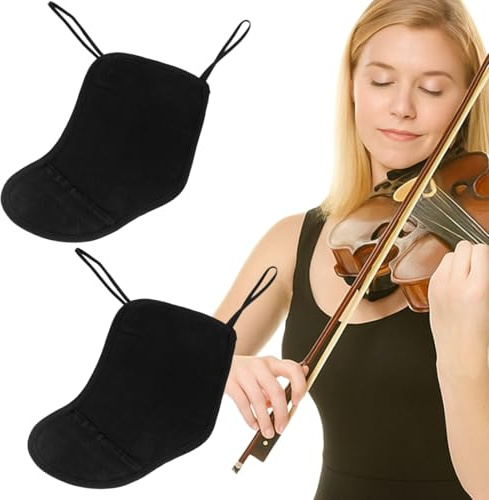 2 PCS Imbottitura per mentoniera e Spalla per Violino, Cuscino per Collo in Cotone, Imbottitura per Spalla per Violino, Imbottitura per Ponte, 4/4-3/4, Nero, Facile da installare