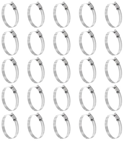 sourcing map 25 Pcs Hose Clamp 2-5/16-3-1/4 (59-82mm) 304 Stainless Steel Adjustable Worm Gear Hose Clamp with Phillips Screw Assortment Kit for Fuel Line Pipe Plumbing Automotive Tube