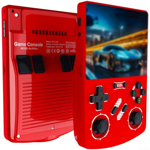 Yuanpgky R40XX Retro Handheld Game Console W/ 4.2 IPS Display - 128GB For Arcade Games - Screen Portable Pocket Retro Gaming Console - 2 Player Support(Red)