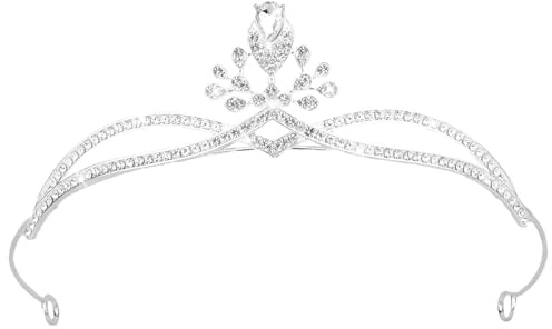EXIPSAT Diadem Krone Silber, Elegantes Haarschmuck Braut mit Glitzernden Strass, Perfekt für Hochzeit, Geburtstag, Party und Prinzessinnen-Anlässe
