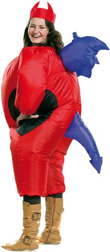 Playtastic Ausgefallene Kostüme: Selbstaufblasendes Kostüm Teufel (Ausgefallene Faschingskostüme, Selbstaufblasendes Fasching-Kostüm, Ventilator)