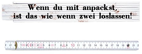 ZOLLSTOCK Spruch WENN DU MIT ANPACKST Lustig Gechenk Meterstab