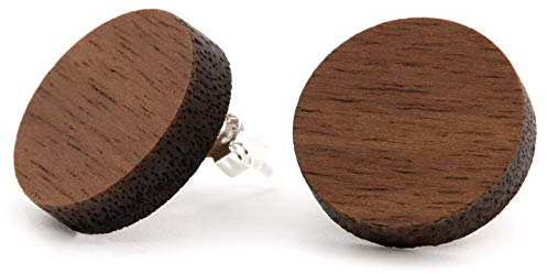NaturSchatulle Holzschmuck Holzohrringe Nussbaum I Ohrstecker Holz 925 Sterling Silber Holz Ohrringe Damen natürlicher Ohrschmuck
