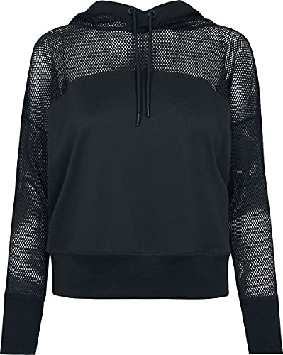 Urban Classics Damen Regular Fit Kapuzenpullover Ladies Mesh Hoody TB2027, Gr. X-Large (Herstellergröße: XL), Schwarz (Black 00007)