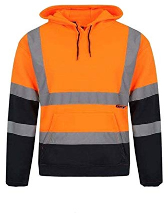 Men's Hi Vis Two Tone Hoodies Safety Fleece Sweatshirt Work Tops GO/RT Compliant Jumpers
