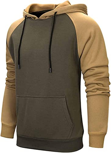 comefohome Hoodies for Men UK Pullover Color Block Fleece Sweatshirts Long Sleeve Drawstring Casual Designer Hoody Tops with Pockets