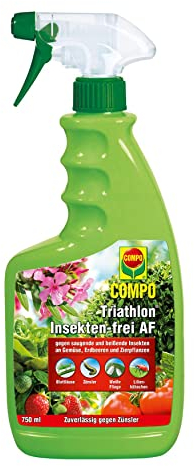 COMPO Triathlon Insekten-frei AF, Bekämpfung von saugenden und beißenden Insekten an Gemüse, Erdbeeren und Zierpflanzen, 750 ml