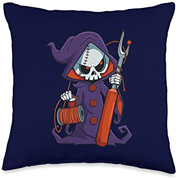 Funny Quilting Sewing Grim Reaper Seam Ripper Crafting Throw Pillow