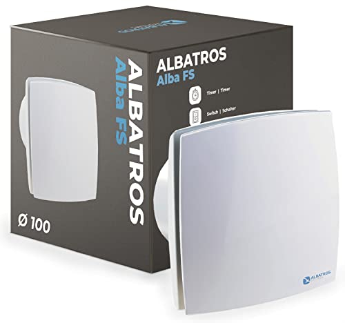 Albatros Badlüfter 100mm mit Feuchtigkeitssensor und Timer - Alba FS - Extra Leise und Leistungsstark - Einfache Installation