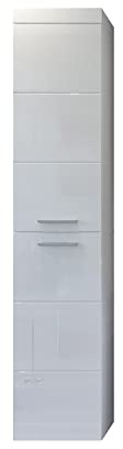 trendteam smart living - Devon - Hochschrank - Weiß Hochglanz - Badezimmerschrank zeitlos mit 6 Fächern - (BxHxT) 35 x 170 x 33 cm - hängender Badschrank - 4 verstellbare Einlegeböden | B 35 x H 170 x T 33 cm · feuchtraumgeeignet · 2 Türen, 4 Einlegeböden