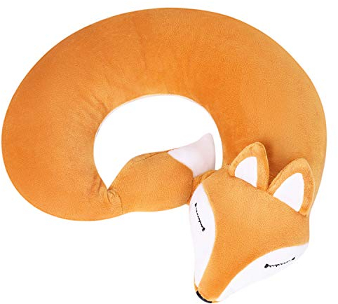 Nackenkissen U-Förmig Nackenhörnchen Fuchs Reisekissen Ergonomisch Kopfstützenkissen Orthopädisch Kopfstütze Halskissen Kinder Erwachsene Nackenstütze Kissen Flauschig Kopfkissen Auto Flugzeug Büro