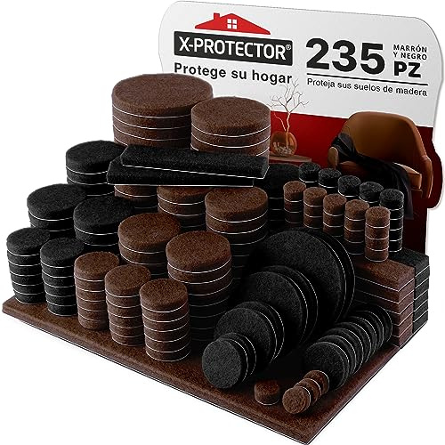 Filtkuddar för möbler X-PROTECTOR 235 PCS Premium Självhäftande filtkuddar - Möbeltassar för alla golv - Bästa Möbeltassar för stolar - Skydda ditt trägolv och laminatgolv!