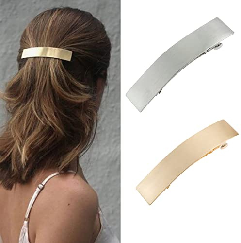 Prosy Vintage-Stil Haarspangen - Klein, Rechteckig, Metallgeometrie, Glatt - Haarschmuck für Frauen und Mädchen (Gold)