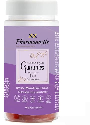 Haar-, Haut- und Nagelschönheitsgummis - Biotin, Zink, Vitamin D3, Selen, Vitamin C - Vegetarische Beerenkaugummis - Gluten-, Milch-, Soja- und GVO-frei - 120 Gummies 2 Packungen