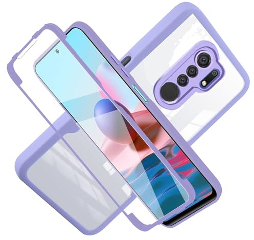 LXHGrowH Funda para Xiaomi Redmi 9 - Carcasa Completa Anti-Shock [360°] Full Body Protección, Fundas Anti-arañazos Protector de Pantalla Incorporado - Morado Cover Antigolpes Doble