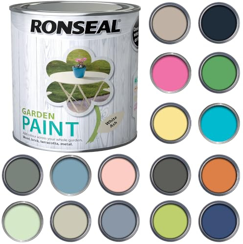 Q&H 2.5L Garden Paint - Super Coverage Long Lasting Matt Finish - Waterproof & Weatherproof Paint Tin - Quick Dry Water Based Paints for Sheds, Benches, Metal, Brickwork, Terracotta Pots (White Ash)