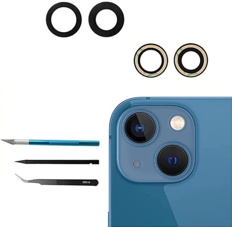 2 Pcs 13 Mini / 13 Rear Back Camera Lens Replacement with Repair Tool Kit | Sapphire 13Mini for iPhone 13Mini, 13 Rear Back Camera Lens Sapphire 13 Rear Back Camera Lens for iPhone13