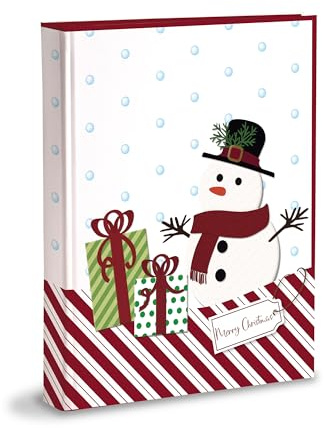 Album Fotografico Natale con 30 fogli (60 pagine) in cartoncino spesso e resistente intervallato da pergamino, 20x25 Pupazzo di Neve