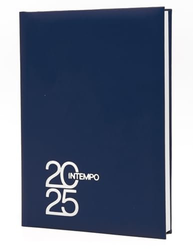 Intempo F.to A4 Tagesplaner 2024, 21 x 29,7 cm, für Restaurants, Friseure, Termine, Kunstleder, Blau + Stift und Lesezeichen
