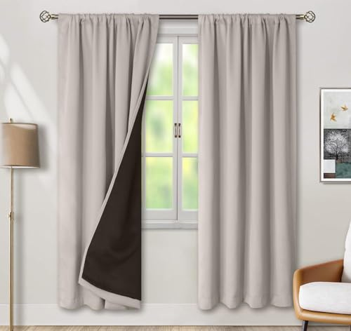 BGment Cashmere Blackout Curtains for Bedroom, Full Room Darkening Thermal Insulated Soundproof Rod Pocket Window Curtains Drapes 72 Inch Length, 2 Panels, Each Panel 42 Inch Wide