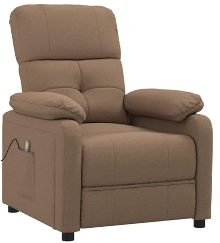 vidaXL Massagesessel, Sessel Verstellbare Rückenlehne Fußteil, Fernsehsessel Relaxsessel mit Liegefunktion, Liegesessel Polstersessel Ruhesessel, Braun Stoff
