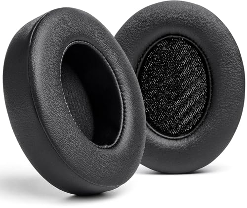 SunnyOcean Cuscinetti auricolari di ricambio per cuffie, in morbida pelle, isolamento acustico ad alta densità, spessore aumentato (Nero)