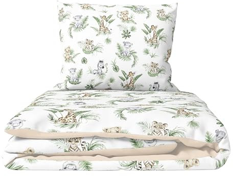 2 Piece Baby Children Quilt Duvet & Pillow Set 80x70 cm to fit Crib or Pram (Safari)