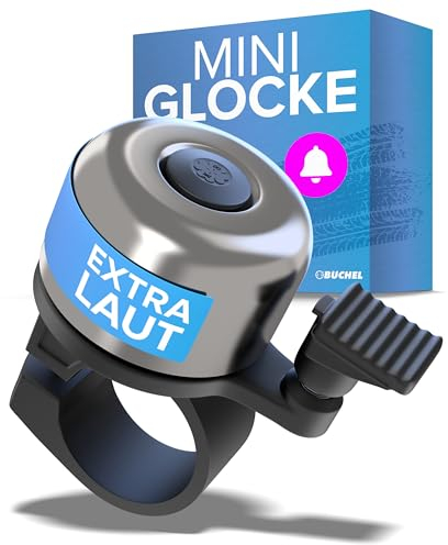 BÜCHEL Campanello per bicicletta con mini campana cromata, impermeabile e antiruggine, fino a 100 dB, facile da montare del campanello per bicicletta, per tutti i tipi di manubri e come campanello per