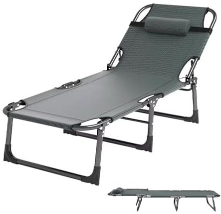 Reisebett Erwachsene Klappbar Tragfähigkeit 250kg Rückenlehne in 4 Stufen Verstellbar, Leichtes Feldbett Klappbar für Camping, Outdoor, Indoor(56x172CM)
