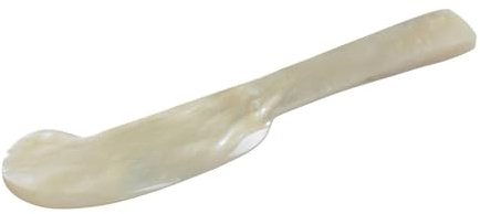 H.Bauer jun. Kaviarmesser 10 cm aus Perlmutt – Naturprodukt, glatt poliert & geschwungen, exklusives Messer zum Portionieren und stilvollen Servieren von Kaviar, Butter & feinen Aufstrichen