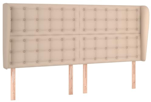 HETFTJN Rückenpolster Wand Wandkissen Kopfenden Wandschutz Bett - Kopfteil mit Ohren Cappuccino-Braun 203x23x118/128cm Kunstleder für Schlafräume Jugendzimmer Herbergen Gästezimmer