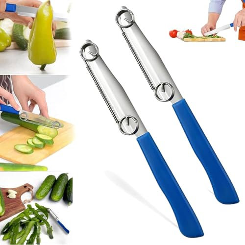 2 Stück Zaubermesser Italien 3 in 1 Quick Slicing Knife schnelles schneidemesser mit Verstellbarer Feder, Gios Zaubermesser Schnellschneidemesser Schnell Schneide Messer für Gemüse Obst