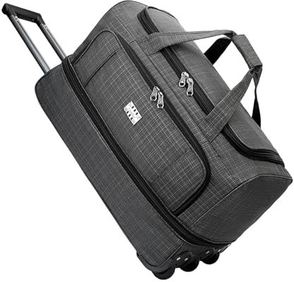 AsrMyjcx Rolling Duffel -Tasche mit dem Gepäck mit Schwerdett -Oxford -Stoff tragbarer Trolley -Bag -Reisekoffer für Übernachtungsreisen, Gray M